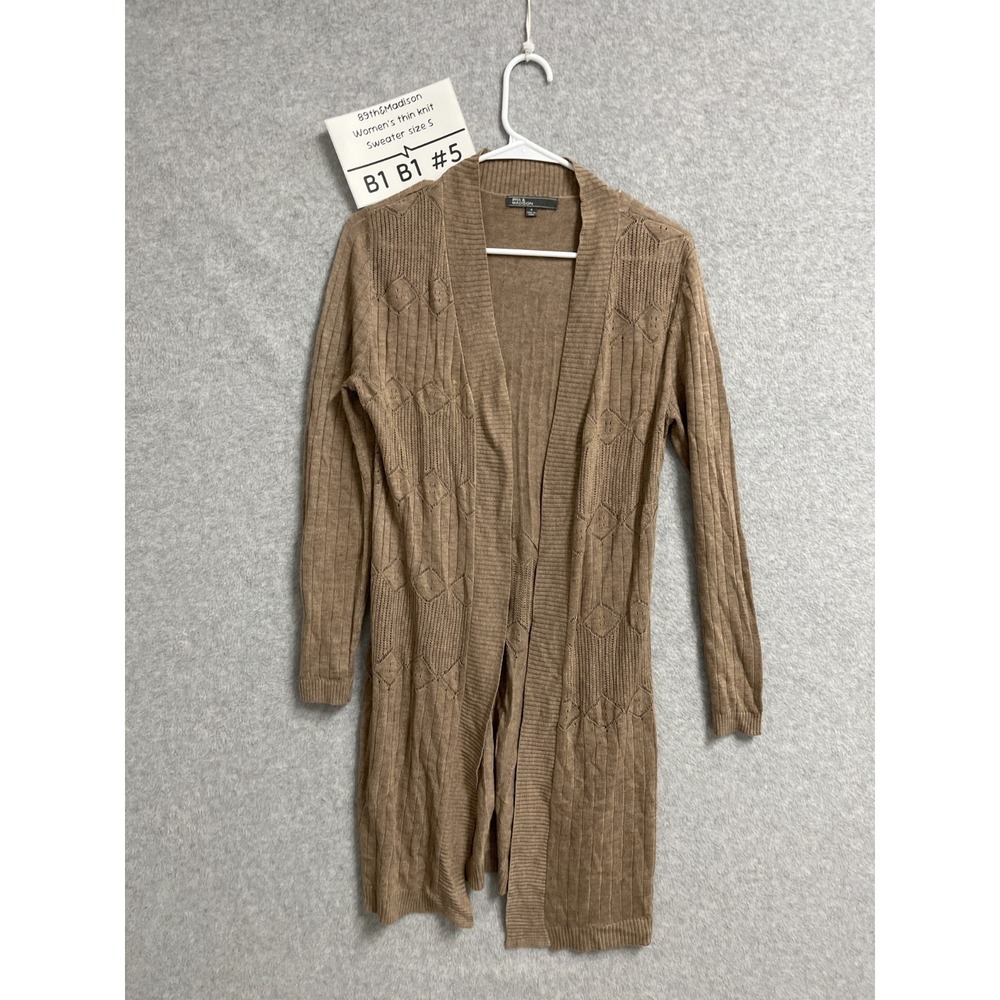 89th & Madison Cardigan Sweater Womens Small Brown Knitted Open Front Outdoor